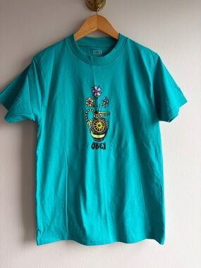 Obey Teal Tee with Floral Pitcher Graphic